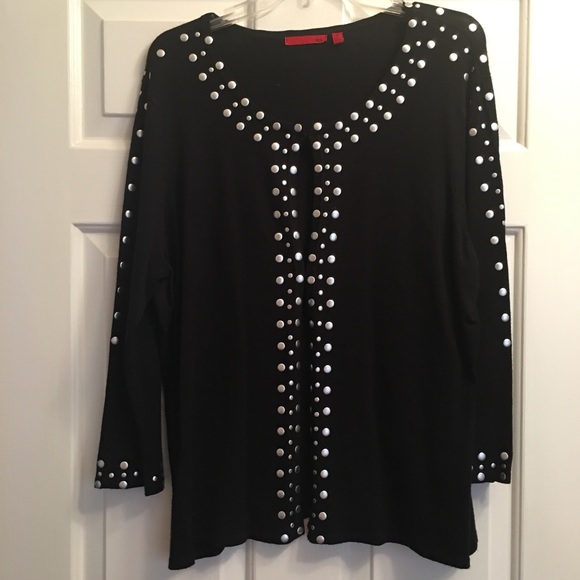 Red Sweaters - Red Brand Silver Studded Sweater SZ  XL